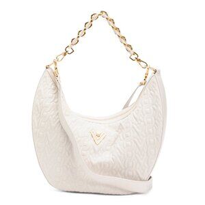 VALENTINO ORLANDI cream Made In Italy Leather Crescent Hobo Metal Chain Bag